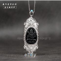 S925 Silver Natural Black Jade Pendant Necklace Gift Jewelry + Certificate