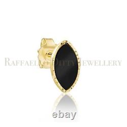Solid 14k Yellow Gold Stud Earrings Natural Black Onyx Mirror Design Xmas Gift