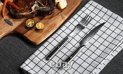 Steak Knife and Forks Set Serrated Japanese Damascus Steel Dinner Slicer Cutlery