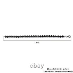 Sterling Silver Natural Black Karelian Shungite Tennis Bracelet Size 6.5 Ct 8.9