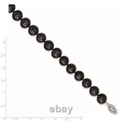 Sterling Silver Rhod-plated Black Pearl Necklace for Womens Christmas Gift