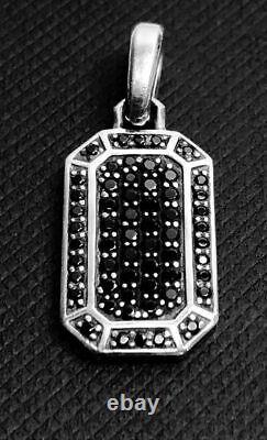 Streamline Pave Amulet With Black Round Cut Diamond Gift Pendent In 925 Silver