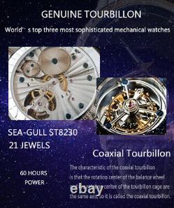 Sugess 2021 Tourbillon Blue GoldStone Seagull ST8230 Mechanical Watch SU8230STRA
