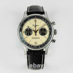 Sugess 40mm Racing Champagne Gold Panda SWAN NECK Mechanical Watch SEAGULL 1963