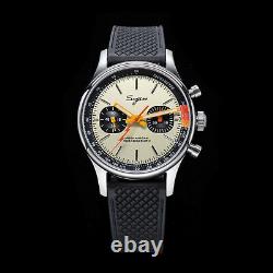 Sugess 40mm SWAN NECK Fluoro Rubber Chrono Premier Watch SEAGULL 1963 SUCHP005FK