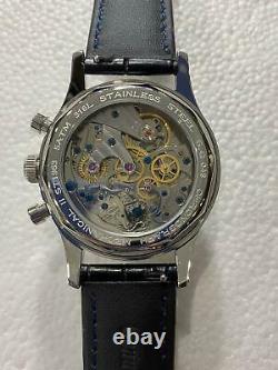 Sugess 40mm Steel Panda 316L+Leather 2 band Chrono Mechanical Watch Seagull 1963