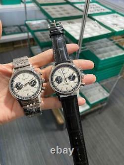 Sugess 40mm Steel Panda 316L+Leather 2 band Chrono Mechanical Watch Seagull 1963