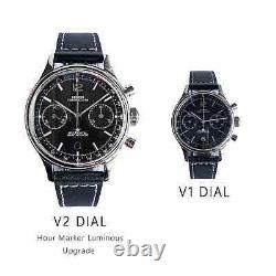 Sugess Black Fashion Chronograph Mechanical Watch Seagull 1963 SUPAN003GN/SN V2