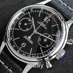 Sugess Black Style Fashion Chrono Chronograph Mens Dress Watch Seagull 1963