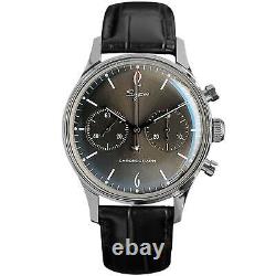 Sugess Convex Mineral Glass Grey Gradient Dial Chronograph Mens Vintage Watch