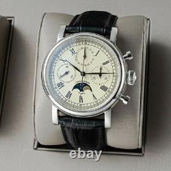 Sugess GOLD SWAN NECK MoonPhase MASTER Chronograph Watch Seagull 1963 SUM199X