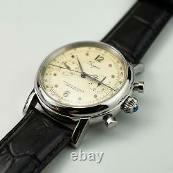 Sugess Heritage Beige Chronograph Mechanical Mens Watch Seagull Movement 1963