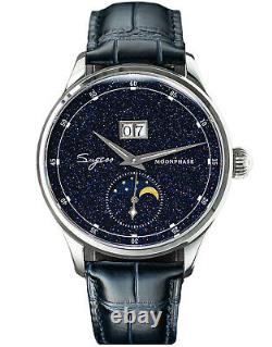 Sugess MoonPhase Blue Gold Stone Dial Mechanical Watch Seagull 1963 SU2528STRA