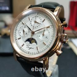 Sugess MoonPhase GOLD SWAN NECK Chronograph Mens Watch Seagull 1963 SU1908GKX