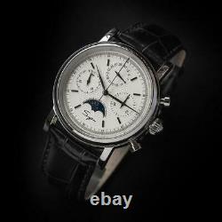 Sugess MoonPhase Master Chronograph Mechanical Mens Watch Seagull 1963 White