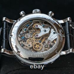Sugess MoonPhase Master Chronograph Mechanical Watch Seagull 1963 Silver White