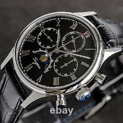 Sugess MoonPhase Master II Chronograph Mechanical Watch Seagull 1963 Black