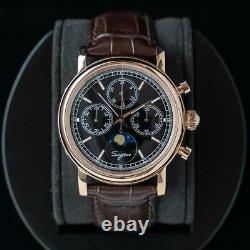 Sugess MoonPhase Master II Chronograph Mechanical Watch Seagull 1963 Rose Gold