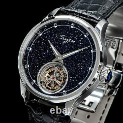 Sugess Tourbillon Blue GoldStone Dial Seagull ST8230 Mechanical Watch SU8230STRF