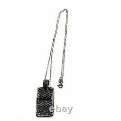 Summer 3Ct Black Simulated Dog Tag Pendant 14K Black Gold Plated Silver Gift