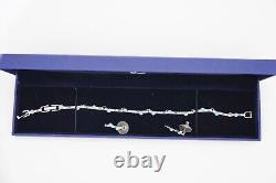 Swarovski Turquoise Tennis Black Crystals Bracelet & Earrings, Gift Set Silver