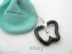 Tiffany & Co Silver Peretti Large Black Jade Apple Necklace 33 Inch Gift Pouch