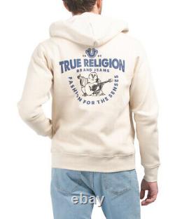 True Religion Mens Fleece Sweatsuit Size L Tracksuit Gift Set Beige Black NWT