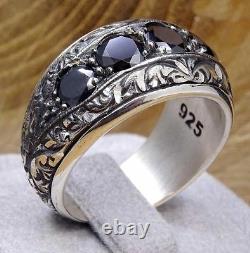 Turkish 925 Sterling Silver Heavy black onyx stone mens man ring ALL SIZE us 0