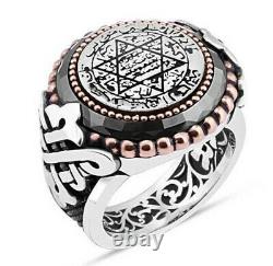 Turkish 925 Sterling Silver Solomons Seal black onyx stone men ring ALL SIZE us