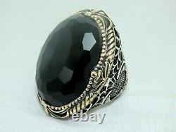 Turkish Handmade Jewelry 925 Sterling Silver Onyx Stone Men Ring Sz 12