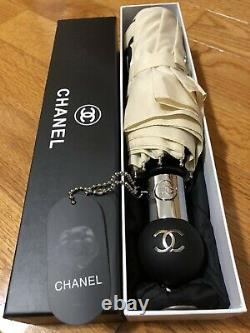 VIP Gift Umbrella Camellia Black & Beige Automatic Pouch NEW Christmas Gift