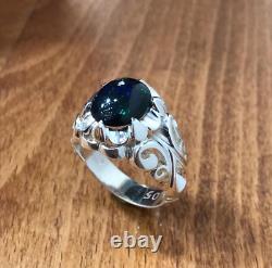 Valentine Day Gift Ethiopian Fire Black Opal Sterling Silver A+ Ring Real Opal
