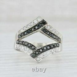 Valentine Gift 2.24 Ct Round White&Black Diamond Enhancer Ring 14K White Gold FN