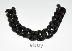 Valentine Gift 5Ct Black Cubic Zirconia Men's 15mm Miami Cuban Link Bracelet