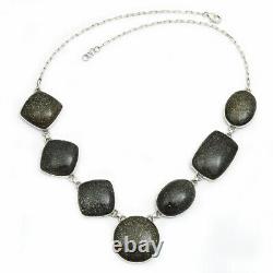 Valentine Gift Black Sunstone Gemstone Necklace 925 Sterling Silver Jewelry Z3
