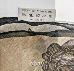 Valentino Long Scarf Ivory Black Silk in FLORIS of London gift box Shawl/Wrap