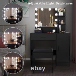 Vanity Set with 3 Color Lighted Mirror Makeup Table for Woman Christmas Gift