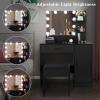 Vanity Set With 3 Color Lighted Mirror Makeup Table For Woman Christmas Gift
