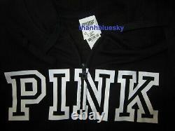 Victoria Secret Pink BLACK HOODIE JACKET SWEAT SHIRT + CLASSIC PANT COZY SET XL