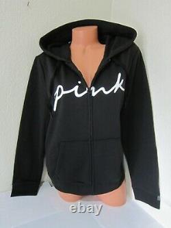 Victoria Secret Pink BLACK SCRIPT FULL ZIP HOODIE SWEATSHIRT CLASSIC PANT XL SET