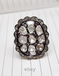 Victorian Ring Polki Band Ring 925 Sterling Silver Gift Jewelry Diamond Ring
