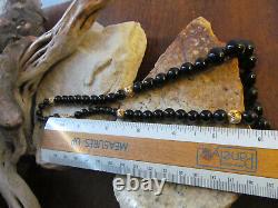 Vintage 14K Gold Graduated Black Onyx Beads Beaded Necklace Gift Bracelet includ