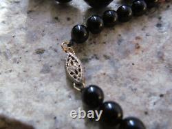 Vintage 14K Gold Graduated Black Onyx Beads Beaded Necklace Gift Bracelet includ