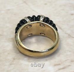 Vintage 18K Black Onyx & Diamond Ring Signed Carvin French Jewelers
