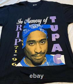 Vintage 90s Tupac Rap Tee In Memory Of 1971-1996 Shirt XL Hiphop Rare XMas Gift