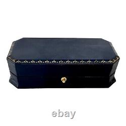 Vintage Art Deco $450 Sterling Silver & Purple Enamel Square Cuff Links Gift Box