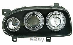 Vw Golf Mk3 Black Angel Eye Headlights Headlamps 1991-1997 Christmas Gift