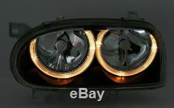 Vw Golf Mk3 Black Angel Eye Headlights Headlamps 1991-1997 Christmas Gift Bgag3