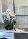 White Artificial Orchid Flower Arrangement In Black Vase, Xmas, Home, Gift