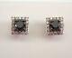 White Gold 1.00 Ct Black Diamond Stud Earrings Square Halo Studs Perfect Gift